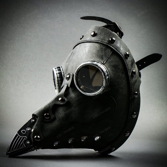Steampunk Full Face Plague Doctor Mask - Grey - Picture 3 of 8